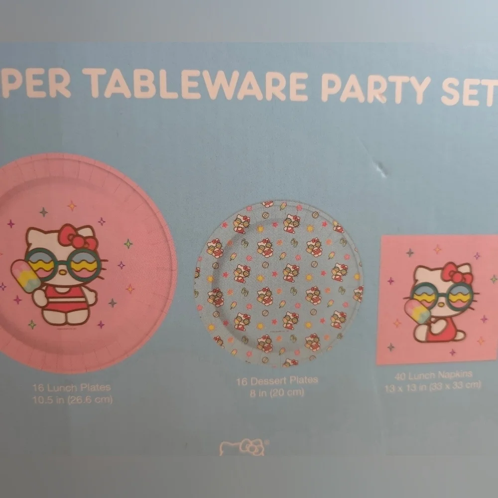 Hello Kitty Paper Tableware Set NIB
